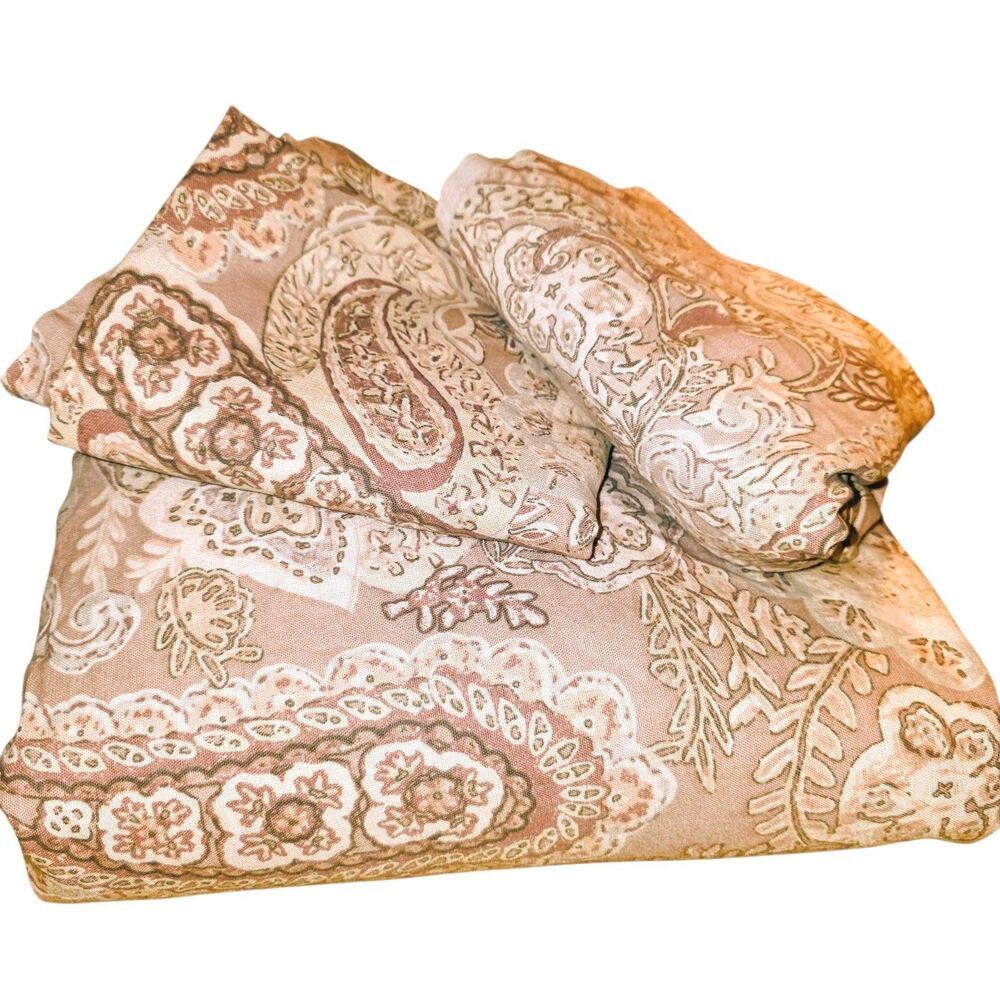 POTTERY BARN GWENN 92x88 Full/Qn Brown Paisley Linen Blend Duvet &2 Pillow Shams - Picture 7 of 7